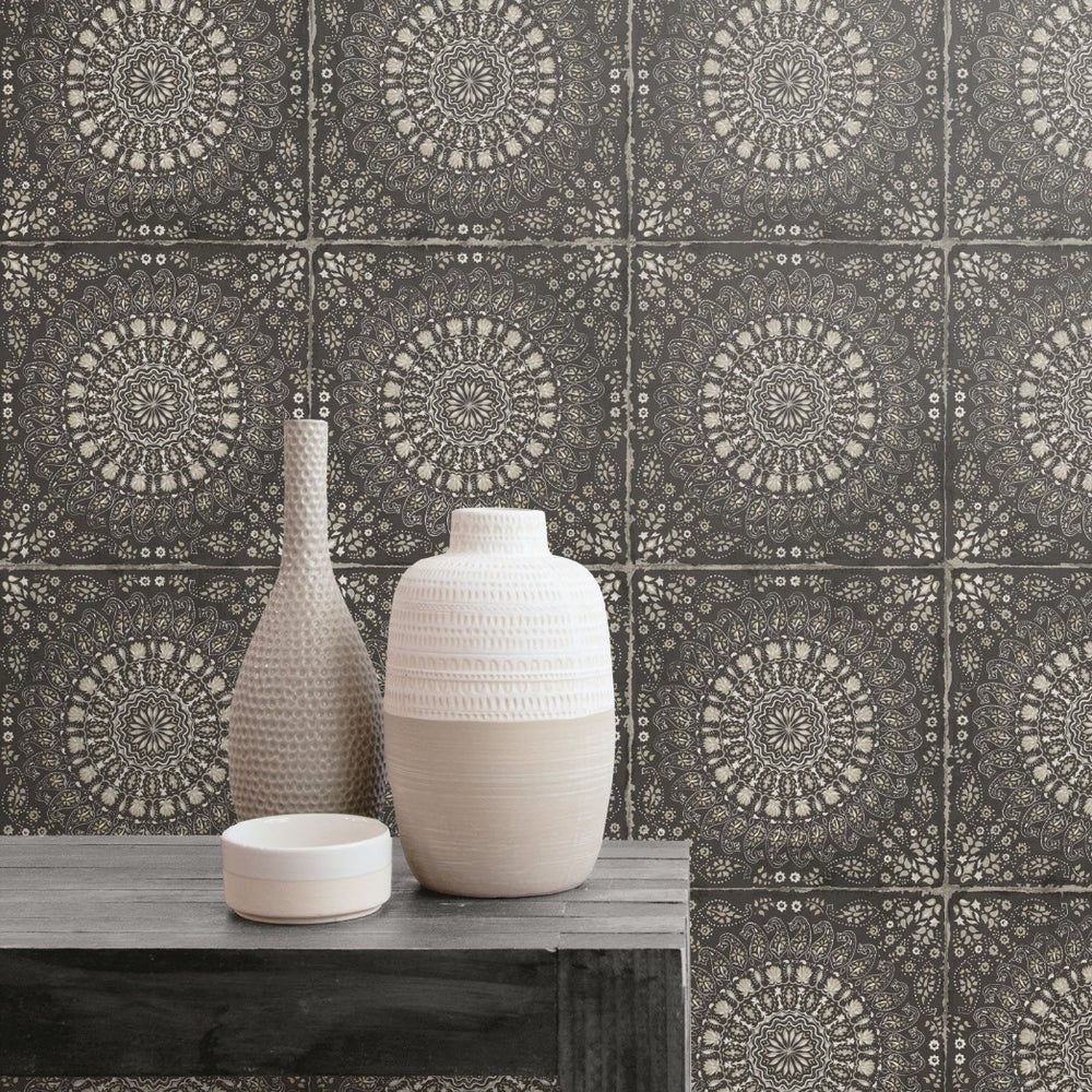 
                  
                    RY30700 mandala tile rustic wallpaper from the Boho Rhapsody collection by Seabrook Designs
                  
                
