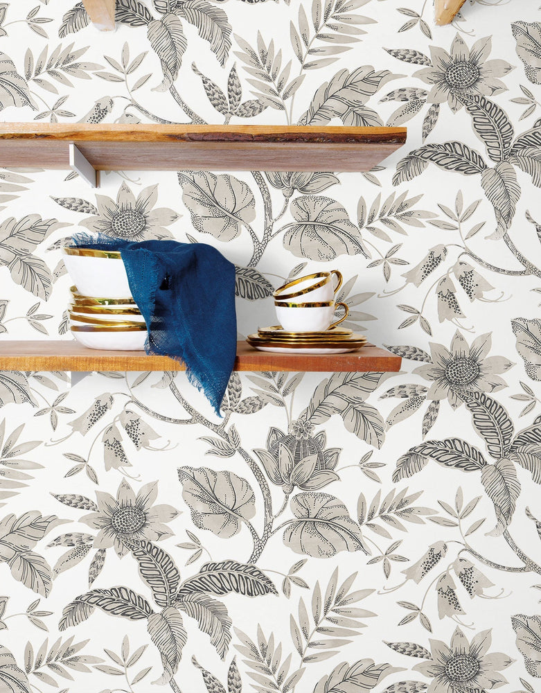 RY30205 rainforest leaves botanical wallpaper from the Boho Rhapsody collection by Seabrook designs