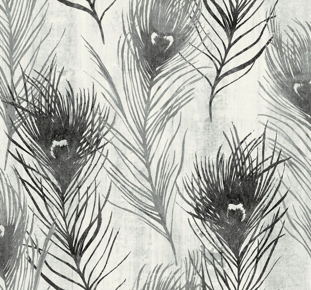 Island Jersey Peacock Feather Unpasted Wallpaper