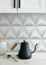 NW32800 triangle origami geometric peel and stick backsplash removable wallpaper by NextWall