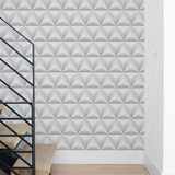 NW32800 triangle origami geometric staircase peel and stick removable wallpaper by NextWall