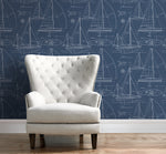NW32902 living room sailboat peel and stick removable self adhesive wallpaper