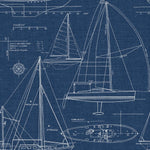 Navy Blue Yacht Club Sailboat Peel and Stick Removable Wallpaper