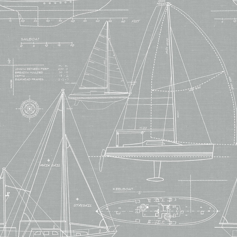 
                  
                    NW32908 gray sailboat coastal peel and stick removable wallpaper by NextWall
                  
                