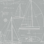Gray Yacht Club Sailboat Peel and Stick Removable Wallpaper