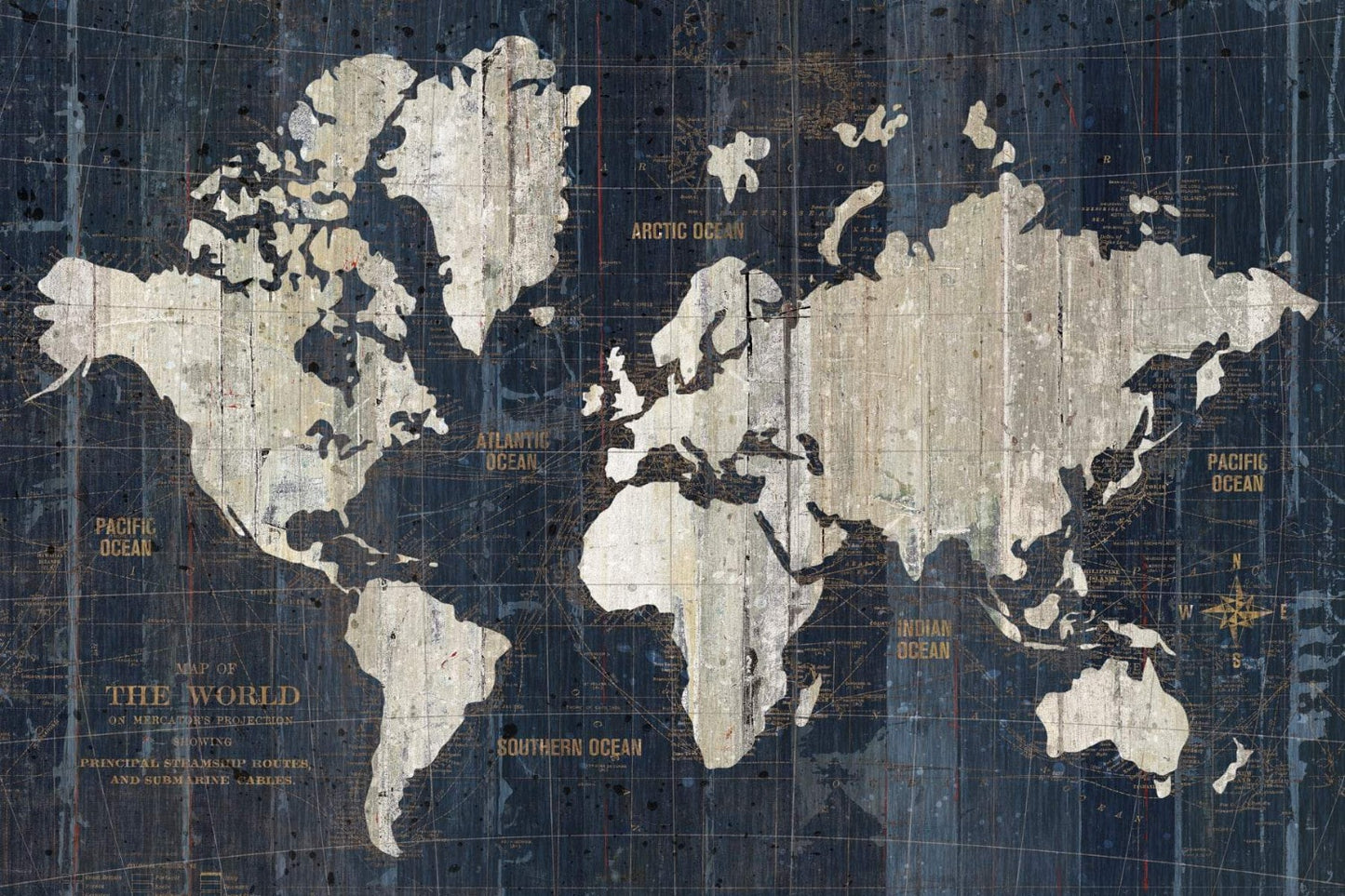 NZ10102M vintage world map peel and stick wall mural from NextWall